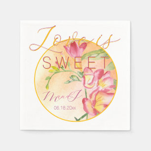 Tropical Freesia Watercolor Love is Sweet Napkin