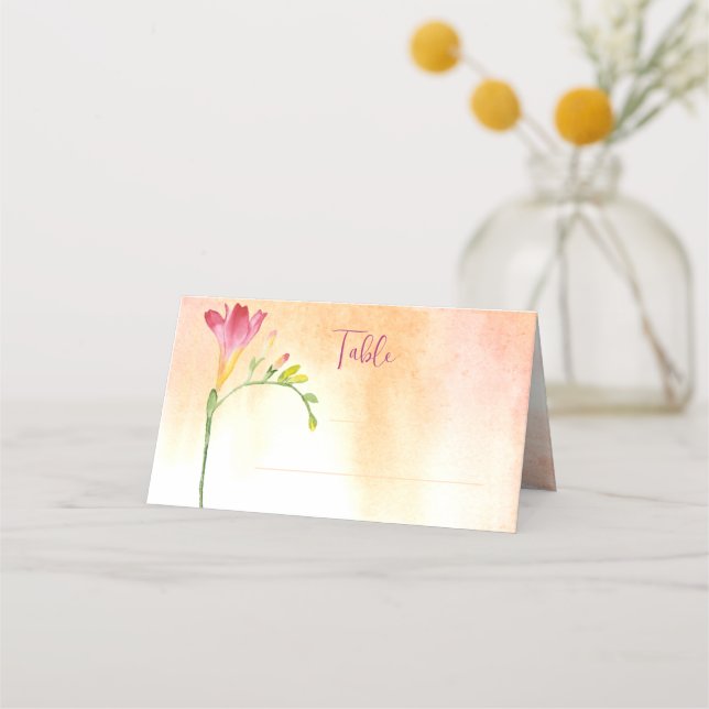 Tropical Freesia Watercolor Table Place  Place Card (Front)