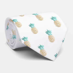 tropical fresh summer faux gold pineapple pattern tie