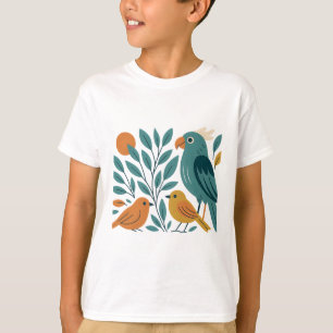 Tropical Friends - Stylised Parrot and Songbirds M T-Shirt