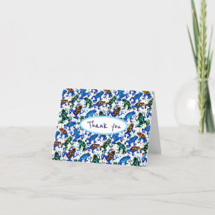 Tropical Frog Pattern Thank You Card - Blank
