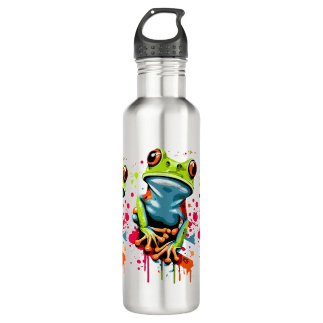 Tropical Frog Water Bottle - Colourful Frog prince (Front)