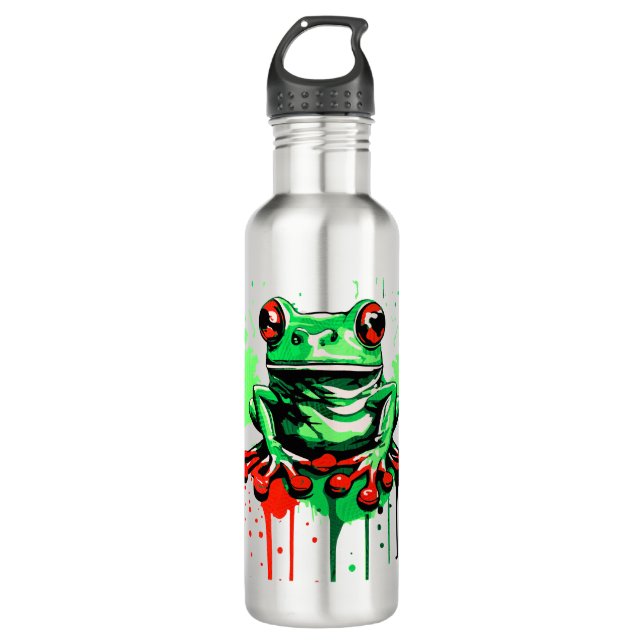 Tropical Frog Water Bottle - Colourful Frog prince (Front)