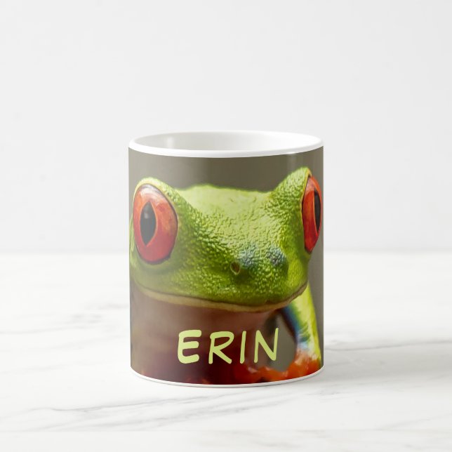 Tropical Frog with Red Eyes Personalised Name Coffee Mug (Center)