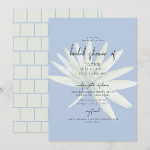 Tropical Frond Mint & Blue Bridal Shower Invitation