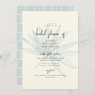 Tropical Frond Mint & Yellow Bridal Shower Invitation