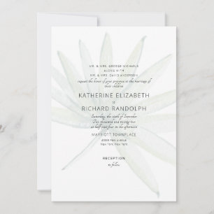 Tropical Frond White Both Parents Wedding Invitation