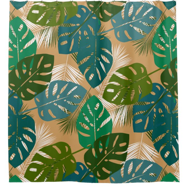 Tropical Fronds and Leaves Island Shower Curtain (Front)