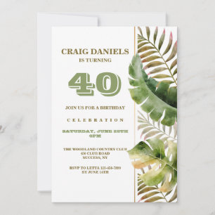 Tropical Fronds Birthday Invitation