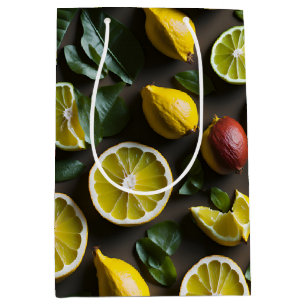 tropical fruit and leaves medium gift bag