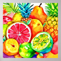 Tropical Fruit Cartoon Art