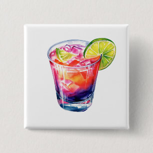 Tropical Fruit Cocktail 15 Cm Square Badge