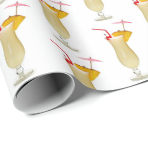 tropical fruit cocktail drink wrapping paper