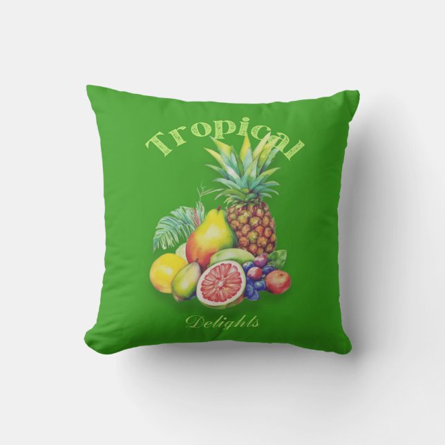 Tropical Fruit Collage Cushion (Front)