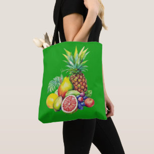 Tropical Fruit Collage Tote Bag