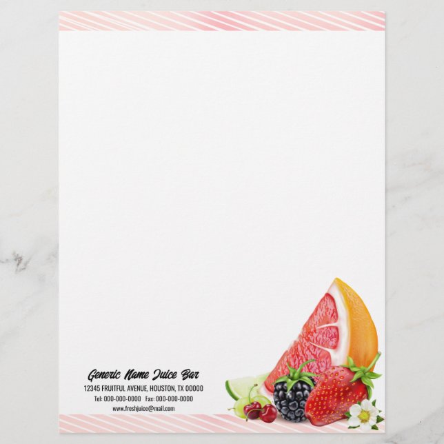 Tropical Fruit Custom Letterhead (Front)