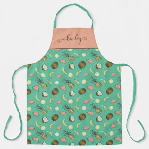 Tropical Fruit Doodle Pattern Apron
