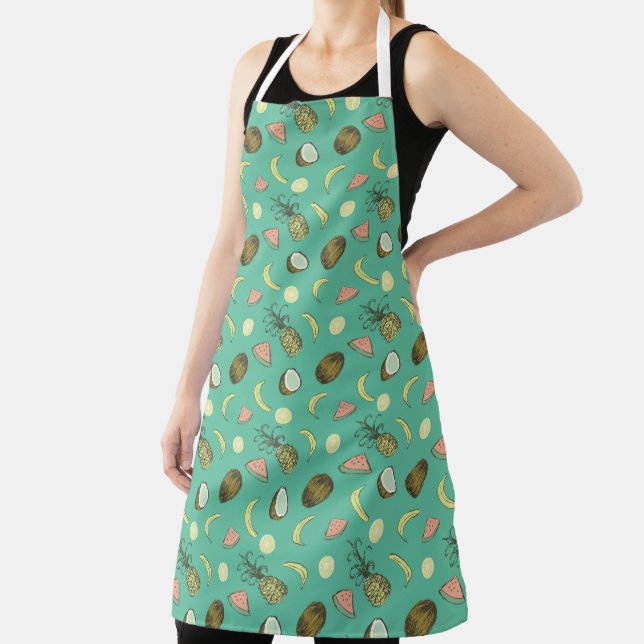 Tropical Fruit Doodle Pattern Apron (Insitu)