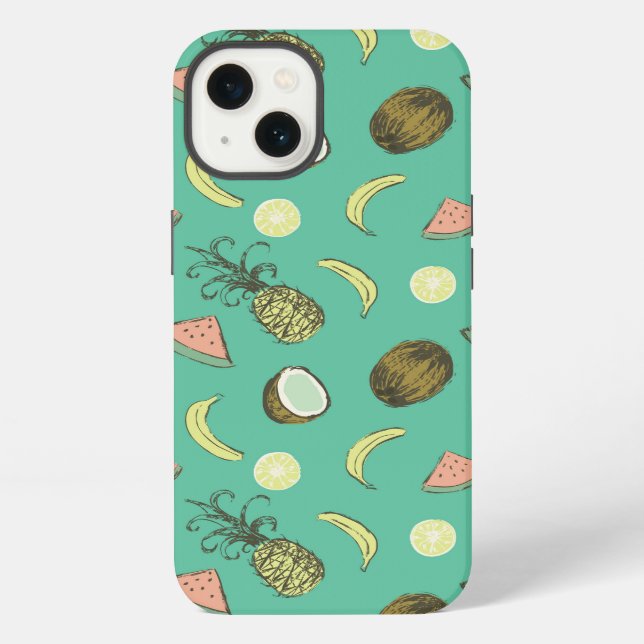 Tropical Fruit Doodle Pattern iPhone Case (Back)