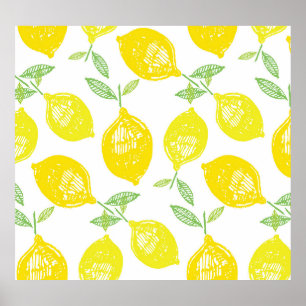 Tropical Fruit Doodle Pattern Poster