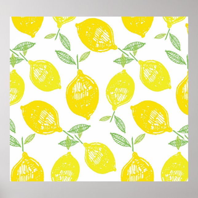 Tropical Fruit Doodle Pattern Poster (Front)