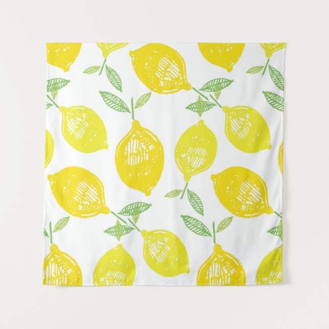 Tropical Fruit Doodle Pattern Tapestry (Front)