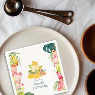 Tropical Fruit Drinks Pool Party Adult Birthday Napkin