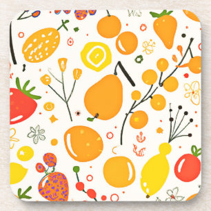 Tropical Fruit Fiesta Pattern Coaster