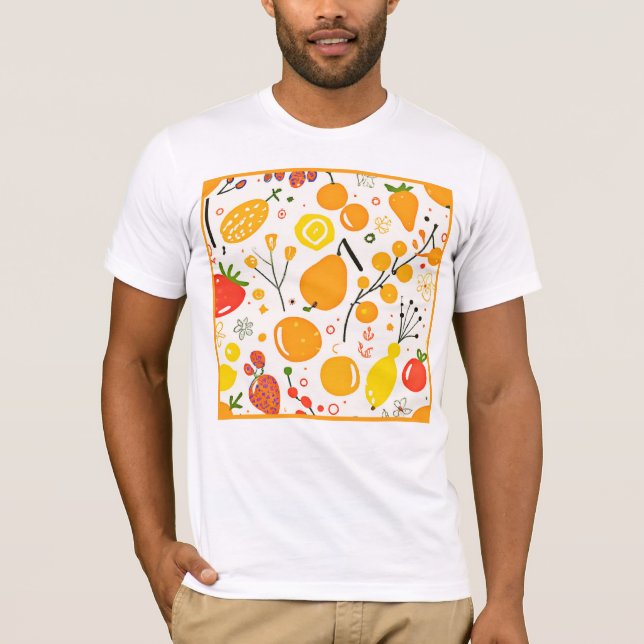 Tropical Fruit Fiesta Pattern T-Shirt (Front)