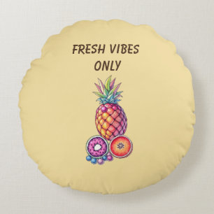 Tropical Fruit Fusion Round Cushion