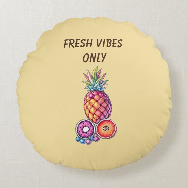 Tropical Fruit Fusion Round Cushion (Front)