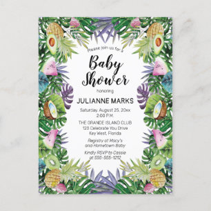 Tropical Fruit   Greenery Summer Baby Shower Invitation Postcard