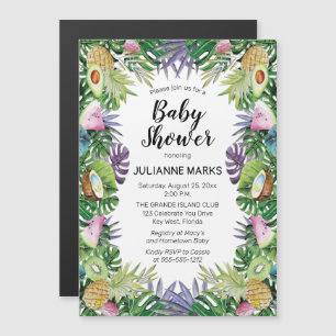Tropical Fruit   Greenery Summer Baby Shower Magnetic Invitation