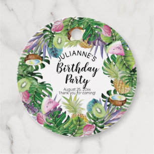 Tropical Fruit Greenery Summer Birthday Party Favour Tags