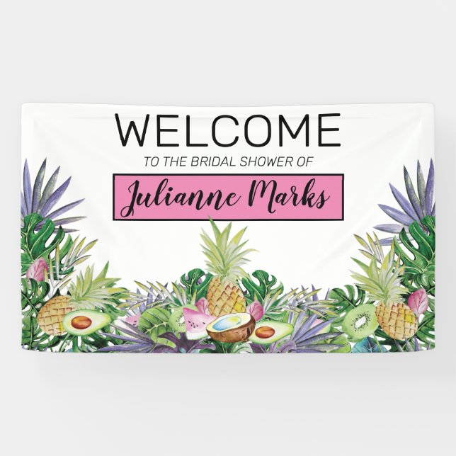 Tropical Fruit | Greenery Summer Bridal Shower Banner (Horizontal)