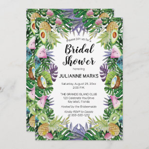 Tropical Fruit   Greenery Summer Bridal Shower Invitation