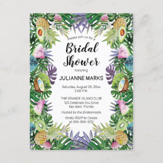 Tropical Fruit | Greenery Summer Bridal Shower Invitation Postcard