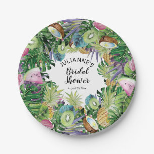 Tropical Fruit Greenery Summer Bridal Shower Paper Plate