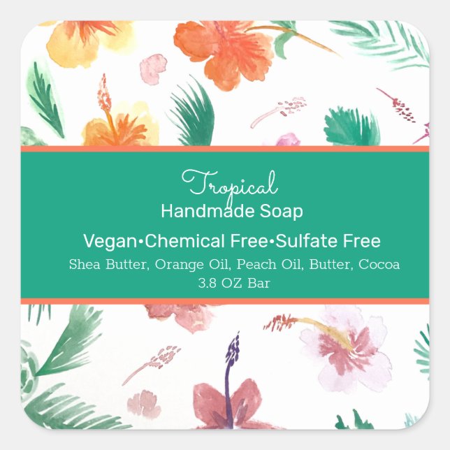Tropical Fruit Handmade Soap Beauty Branding Square Sticker (Front)