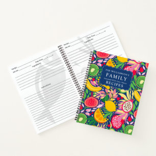 Tropical Fruit Monogram Summer Pattern Recipes Notebook