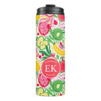 Tropical Fruit Monogram Watercolor Summer Pattern