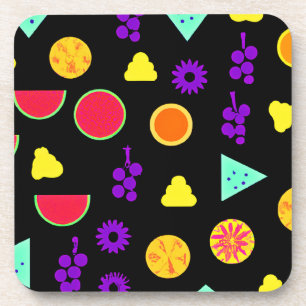 Tropical Fruit Neon Paradise Pattern Coaster