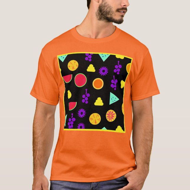 Tropical Fruit Neon Paradise Pattern T-Shirt (Front)