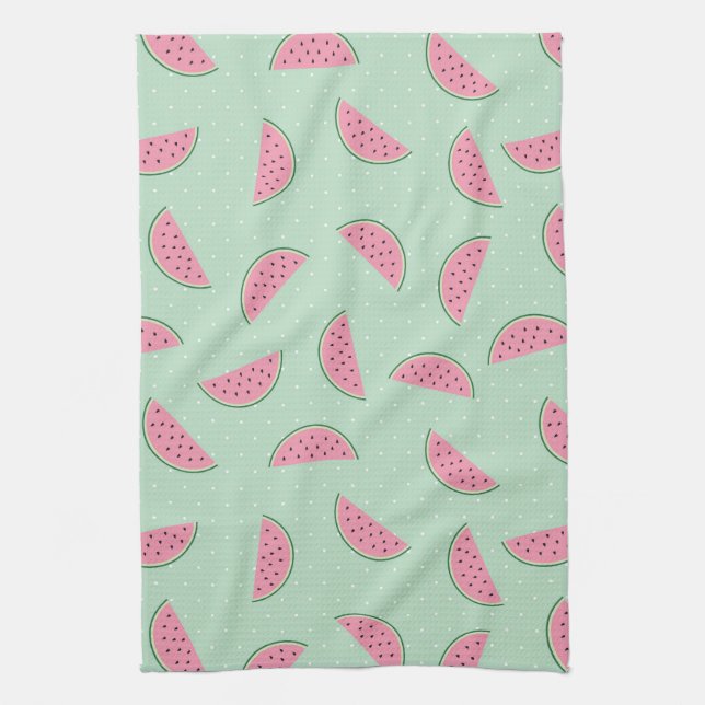 Tropical Fruit Paint Splatter Pattern Tea Towel (Vertical)