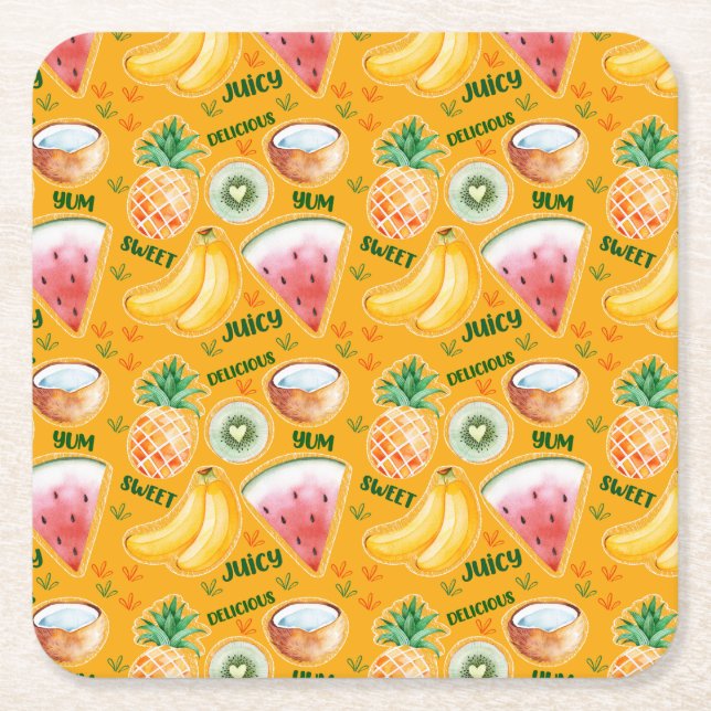 Tropical Fruit Paper Coaster (Front)