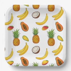 Tropical Fruit Pattern Paper Plate