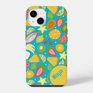 Tropical Fruit Pattern Personalised iPhone 14 Case