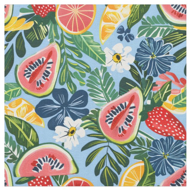 Tropical Fruit Pattern | Seamless Summer Botanical Fabric (Close Up)