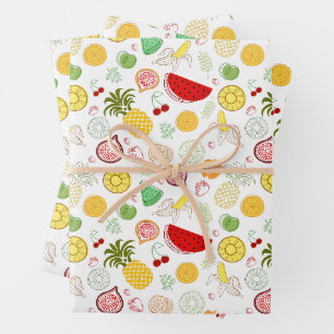 Tropical Fruit Pattern Wrapping Paper Sheet