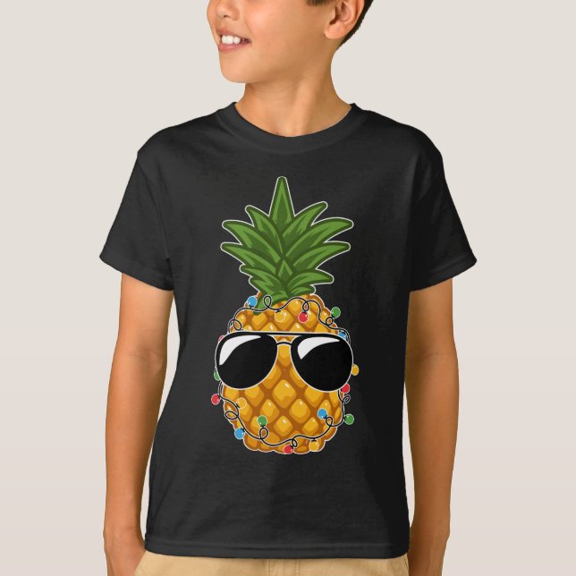 Tropical Fruit Pineapple Sunglasses Christmas In J T-Shirt (Front)